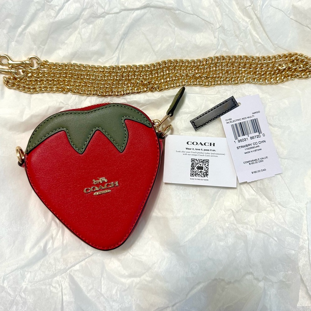 NWT Coach Strawberry Coin Crossbody Bag - Picture 4 of 6